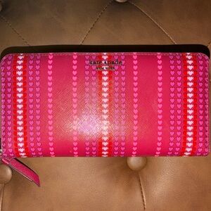 Kate Spade Red and Pink Heart Stripe Wallet